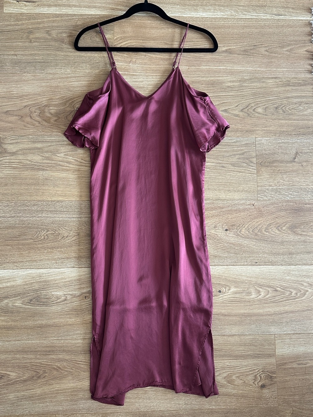 aritzia magenta satin slip dress midi XXS